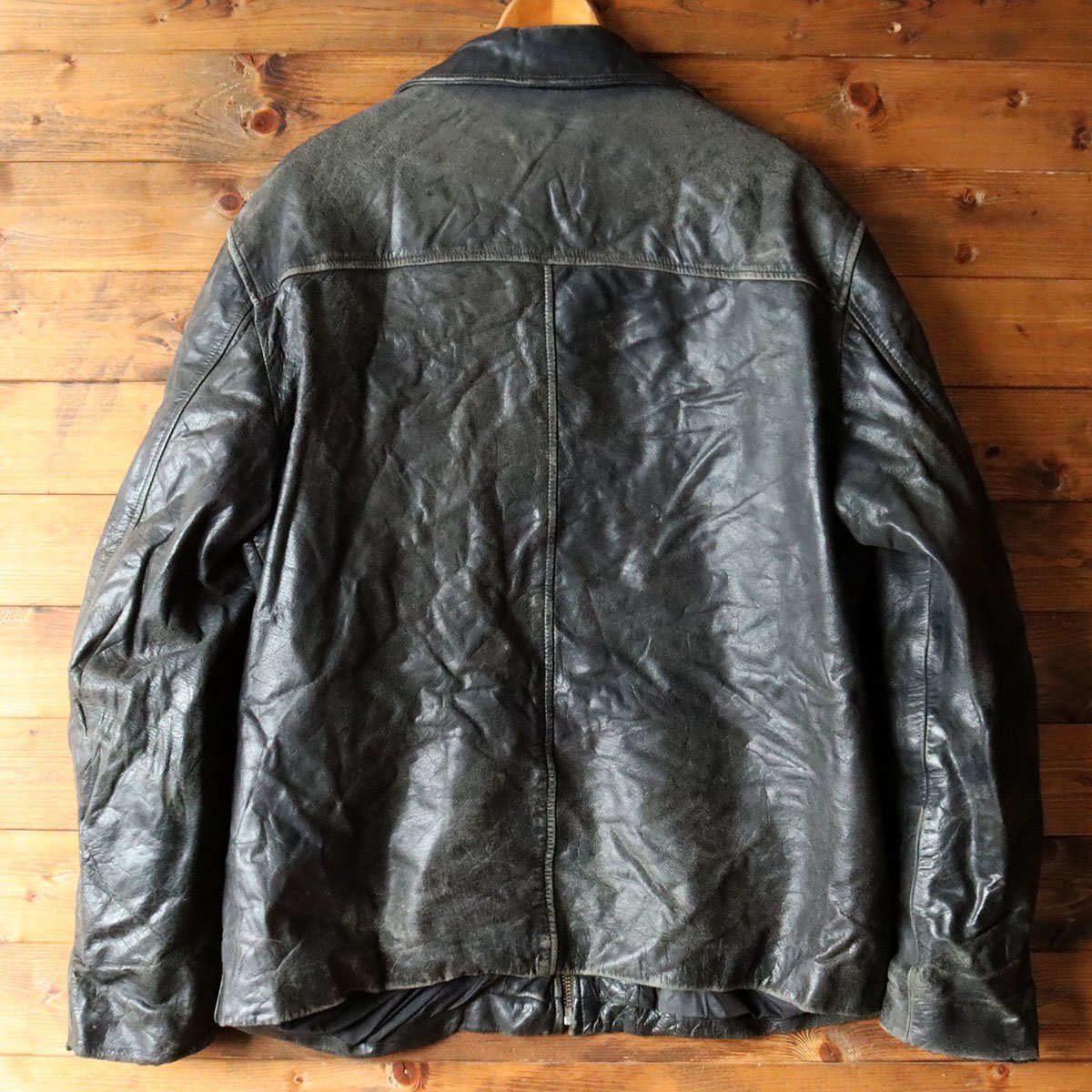 N6/s10.12-3 アメリカ古着 MERONA シングルライダース 本革 レザー 