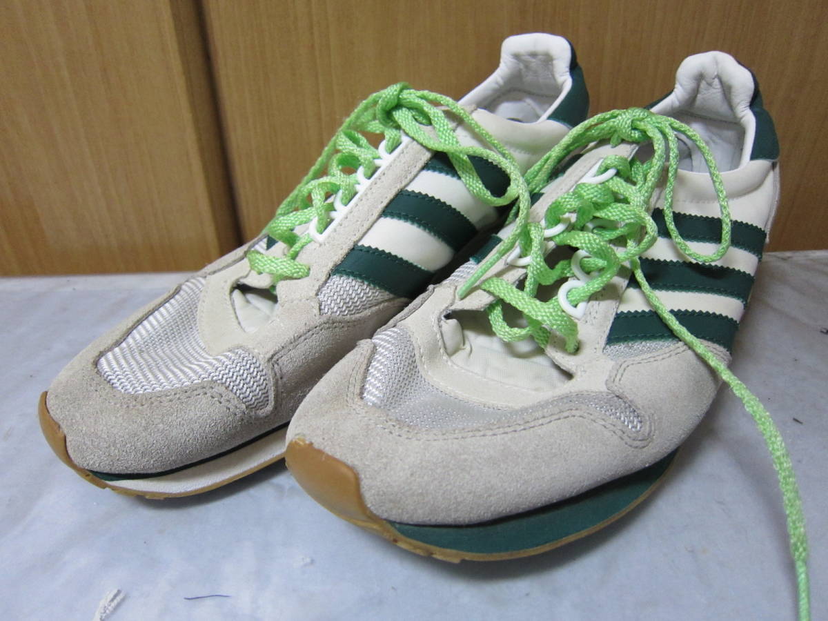 美品 adidas アディダス UA ZX500 Q33994 スニーカー ベージュ 緑 27