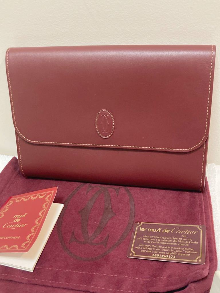 新品未使用カルティエ クラッチバッグ Cartier ボルドー セカンド
