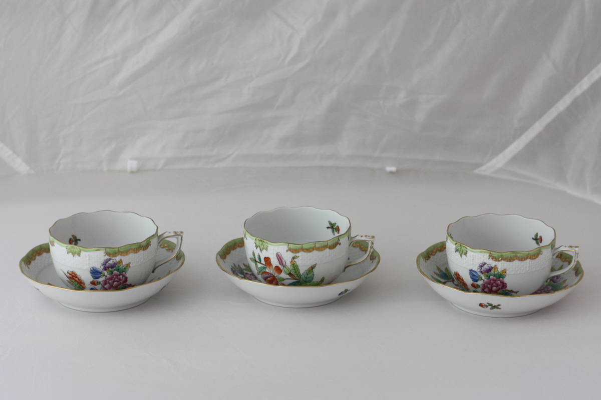 3客セット ヘレンド ヴィクトリアブーケ Herend カップ＆ソーサー