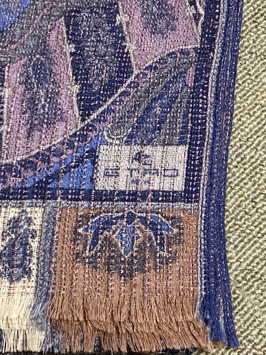 ETRO エトロ パープル系 ウールシルク ペイズリー柄ストール □新品
