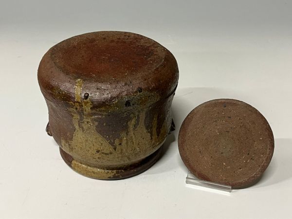 茶道具 伊勢崎満 共箱 真 栞 備前焼 底部在印 水指』 耳付 窯