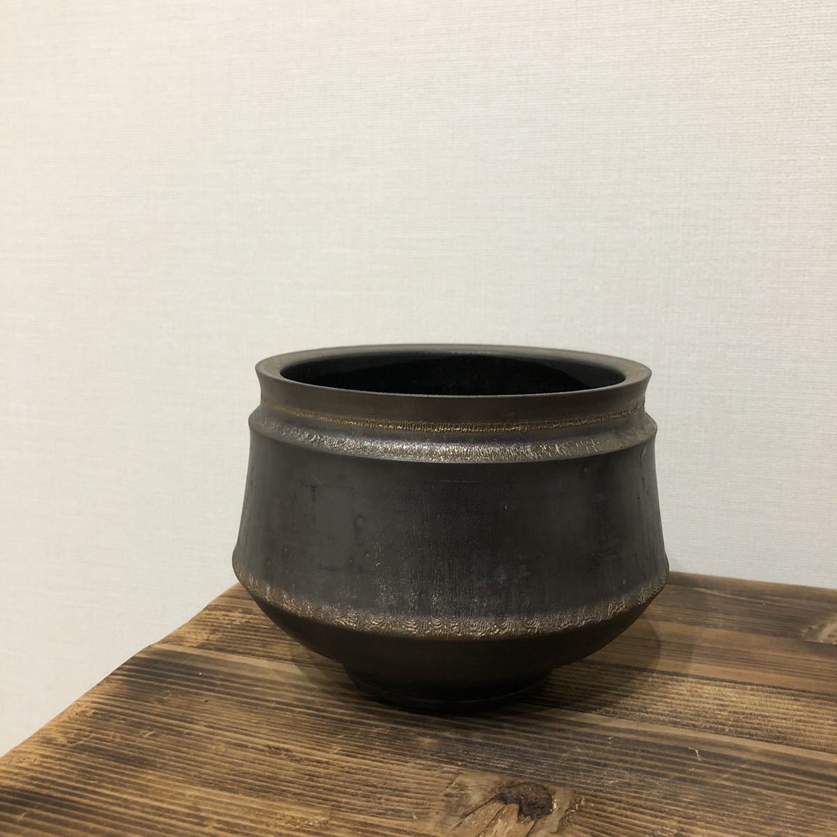 ☆盆栽日和☆ 和鉢 【久田佳山】 外縁隅入下帯段足長方鉢 35㎝ ☆盆栽