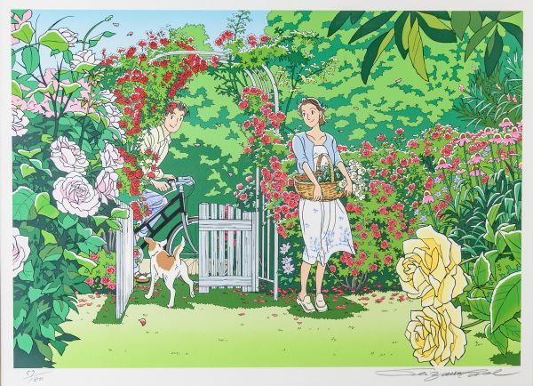 □ わたせせいぞう|White Old Roseの好きな人|シルクスクリーン|サイン