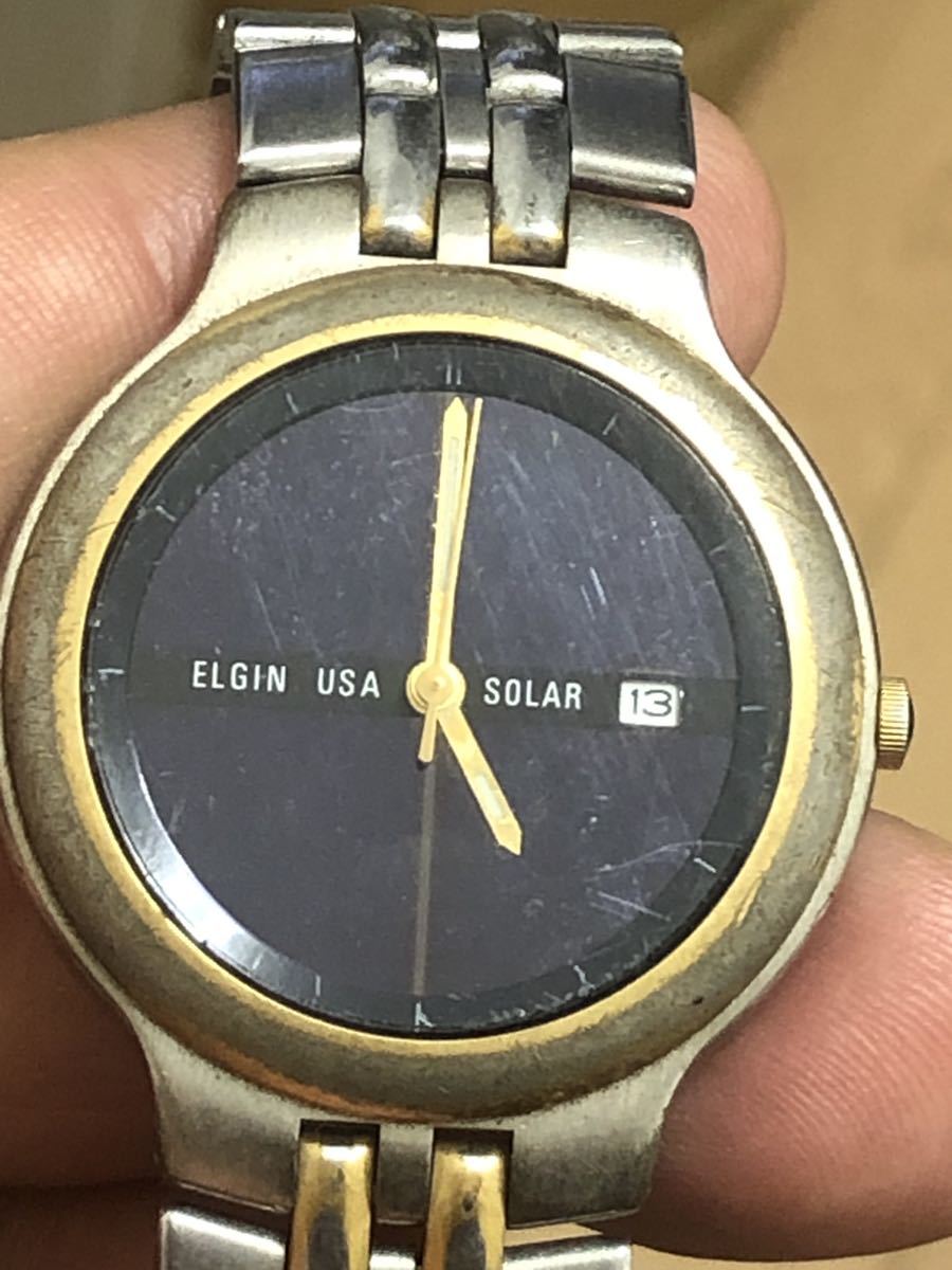 ELGIN USA SOLAR エルジン 腕時計 ソーラー FK-347 稼働中(エルジン  
