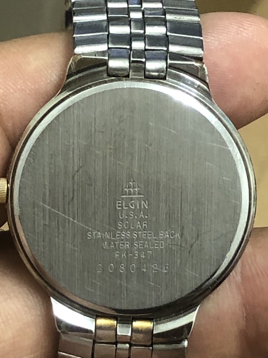 ELGIN USA SOLAR エルジン 腕時計 ソーラー FK-347 稼働中(エルジン  