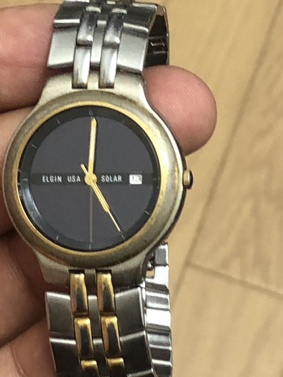 ELGIN USA SOLAR エルジン 腕時計 ソーラー FK-347 稼働中(エルジン  
