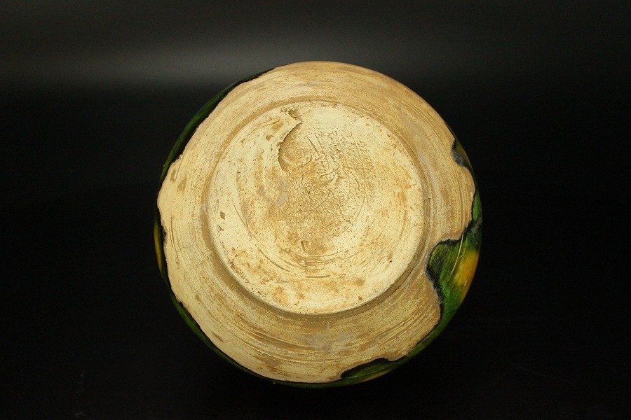 銀閣】中国美術 唐三彩 丸壷 高11.5cm 旧家蔵出(UM741)