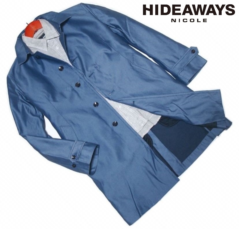  ハイダウェイ ニコル 2WAY ステンカラーコート サックス 54 4L 送料1000円 HIDEAWAYS NICOLE ブラックライン 大きいサイズ 青(XLサイズ以上)｜売買されたオークション情報、yahooの商品情報をアーカイ XLサイズ以上
