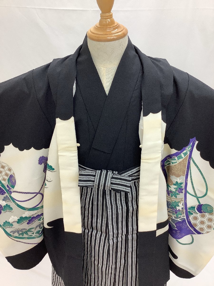 七五三 着物 男の子のお宮参り産着 のしめ 円相、雲龍」日本製 祝い着「黒 熨斗目 一ツ身 初着 一つ身 男の子 お初着 御祝着 お宮詣り 祈願 絵羽柄