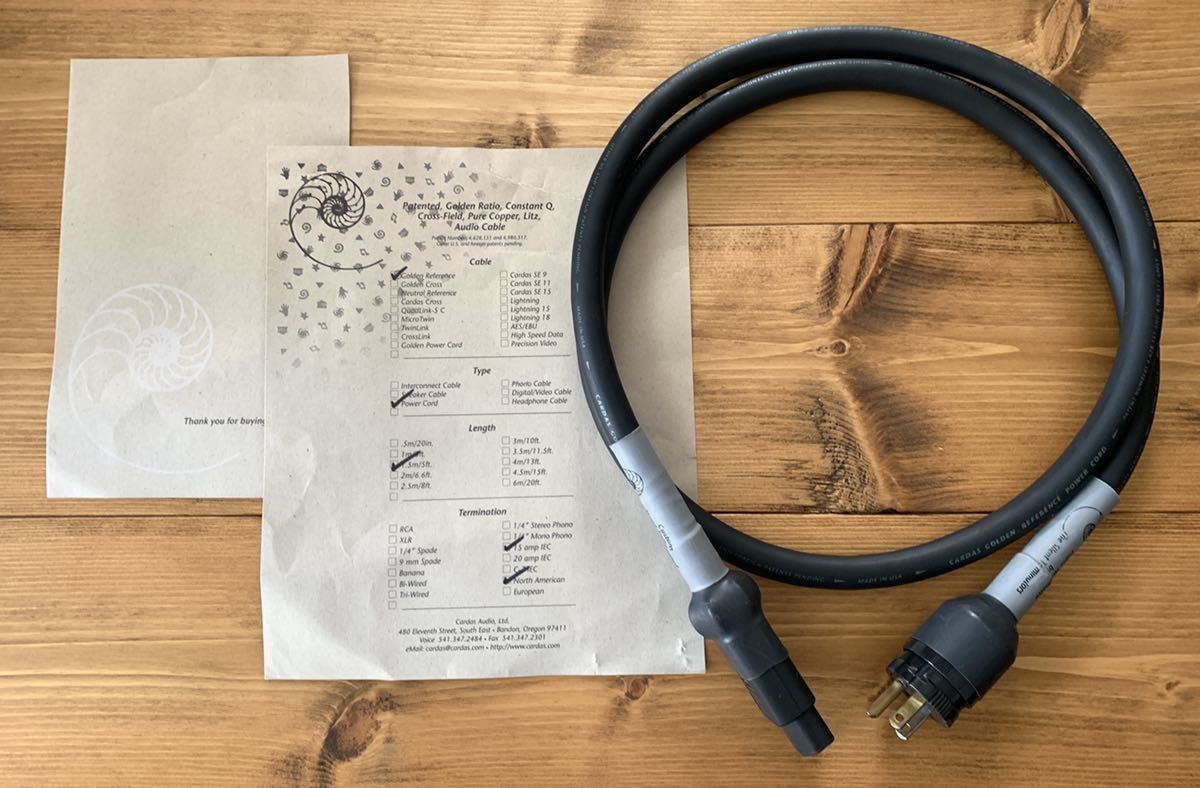 CARDAS GOLDEN REFERENCE 電源ケーブル CARDAS GOLDEN REFERENCE POWER CORD 電源ケーブル 1.5m カルダス