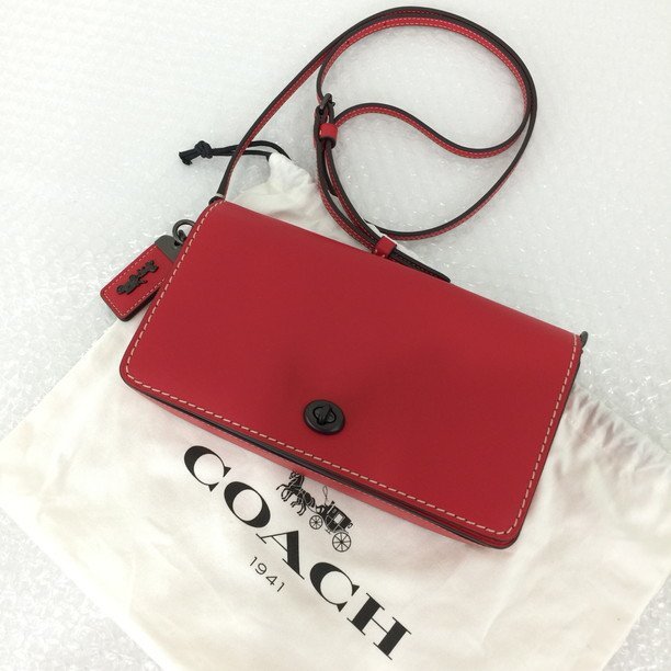 【AJAV7025】COACH コーチ　ショルダーバッグ 赤 レッド 袋あり