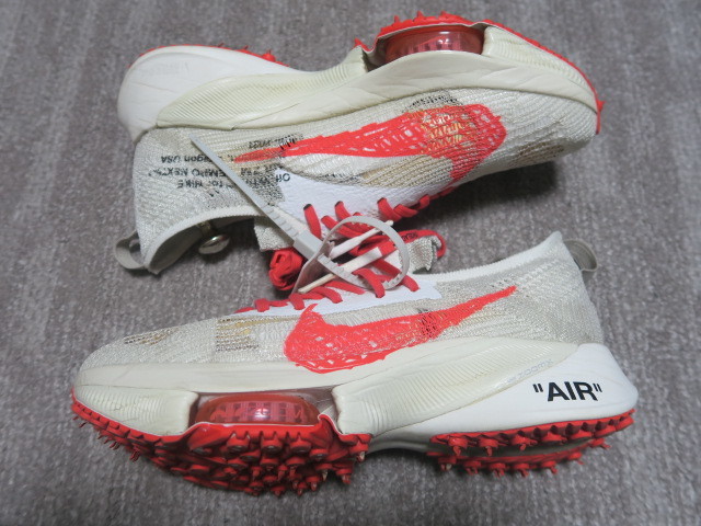 3.1万★良品 2021年モデル NIKE ナイキ エア ズーム テンポ ネクスト% x Off-White Solar Red US8.5 JP26.5cm スニーカー