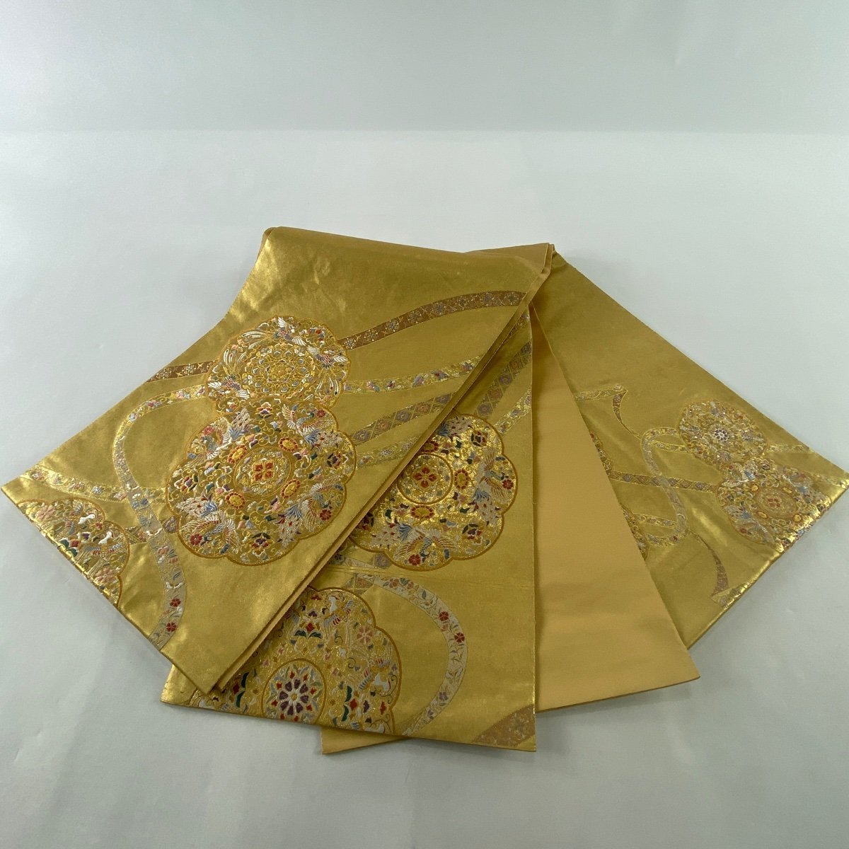 競ナビ】 袋帯 名品 本金箔 正倉院鏡裏鳳凰紋 瀞金錦 長嶋成織物 華文