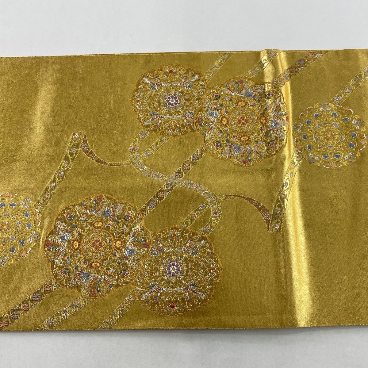 競ナビ】 袋帯 名品 本金箔 正倉院鏡裏鳳凰紋 瀞金錦 長嶋成織物 華文