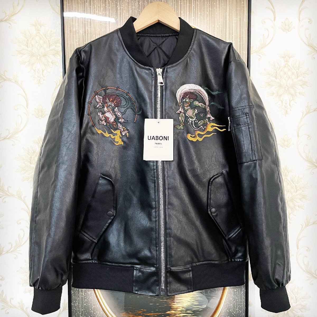 中綿入り Yokosuka刺繍入り スカジャン PUFF SUKAJAN 風神雷神 RAIJIN
