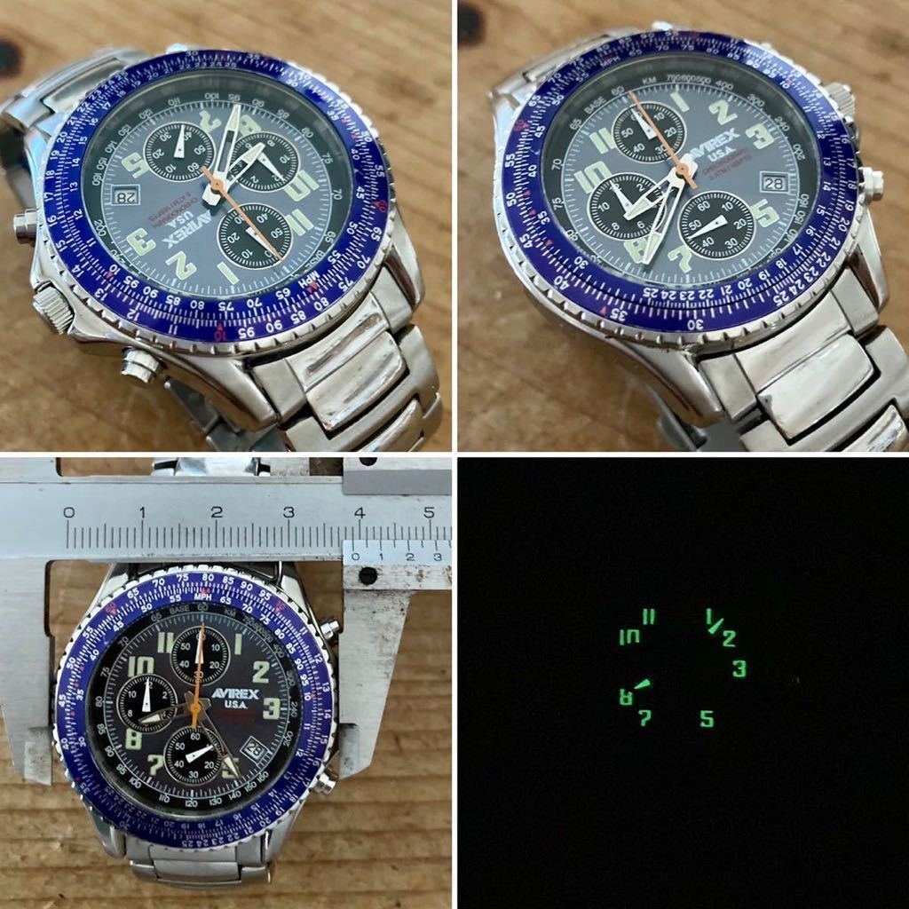 稼働品】AVIREX☆アヴィレックス☆クロノグラフ☆パイロット☆シチズン