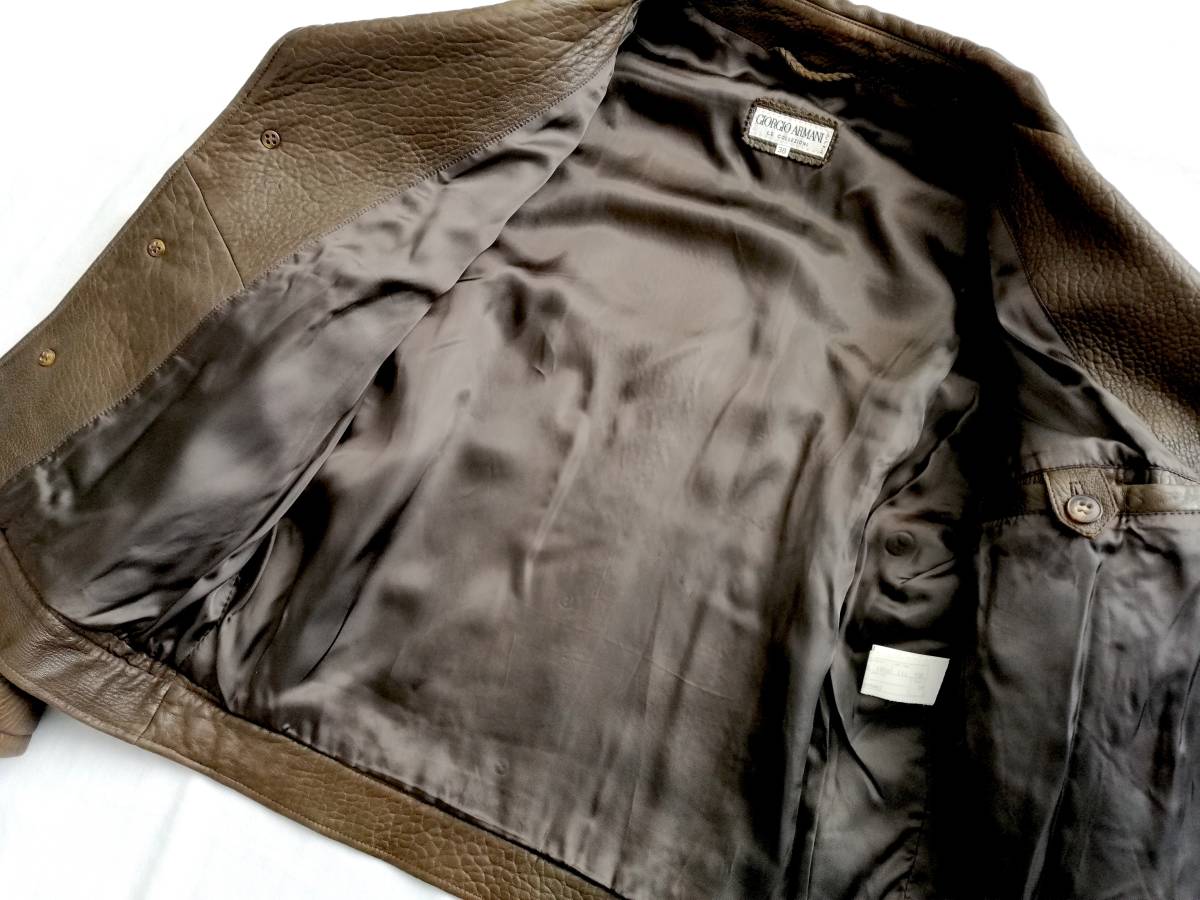 希少 90s Giorgio Armani Archive レザージャケット ブルゾン ブラウン 