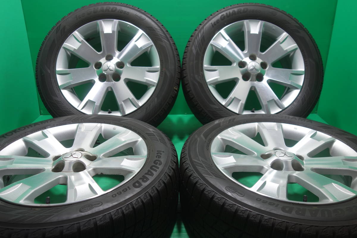 H2019-17 送料無料 225/55R18 スタッドレス 4本セット ヨコハマ iG60 深溝 8分山 三菱純正 デリカD5 アウトランダー PHEV 5H PCD114.3 +38