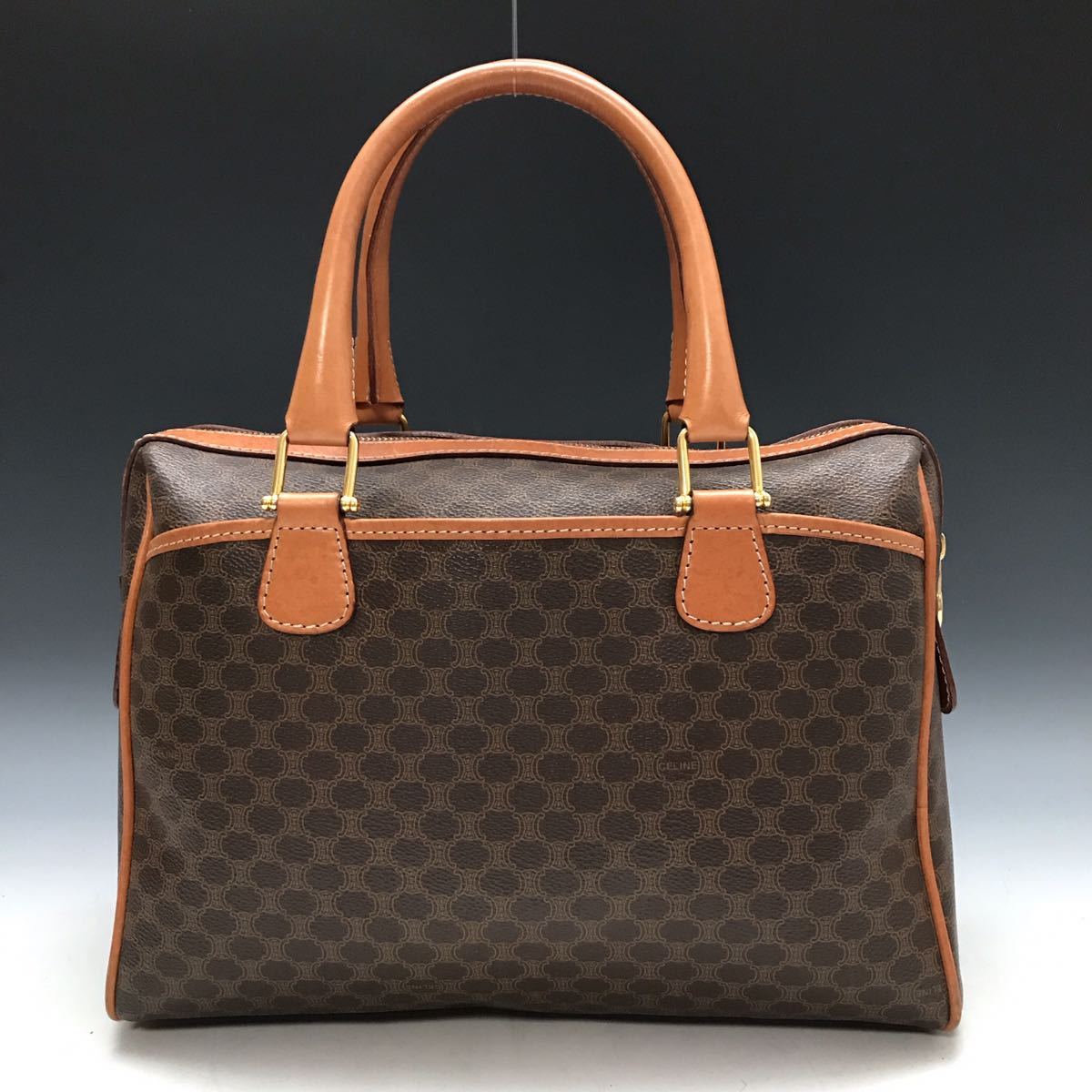 美品】CELINE セリーヌ ハンドバッグ ミニボストン マカダム柄 茶系 