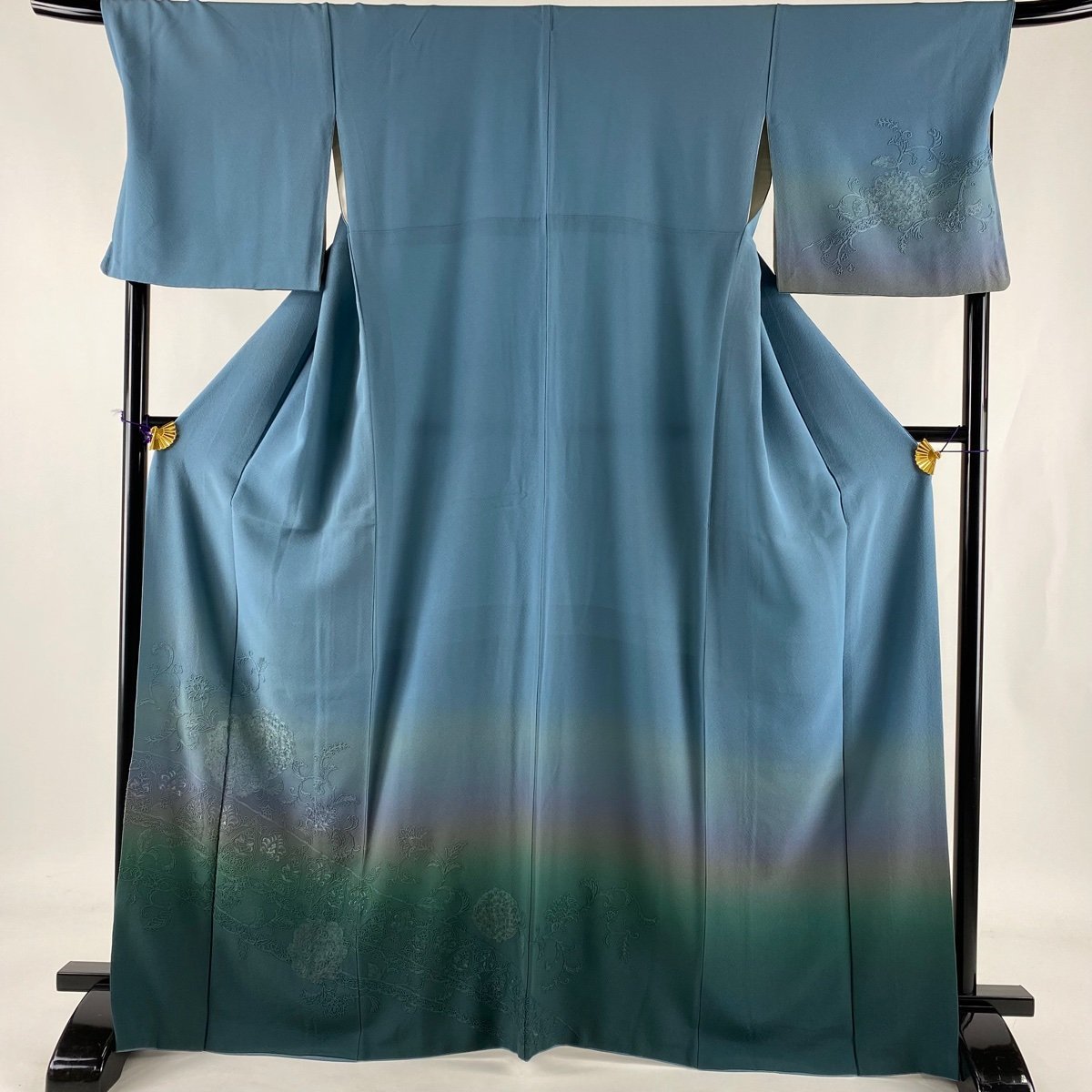  競ナビ 付下げ 秀品 花紋 花唐草 ぼかし 青 袷 身丈166cm 裄丈69cm L 正絹(付下げ)｜売買されたオークション情報、yahooの商品情報をアーカイブ公開 - オークファン 付下げ
