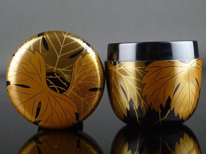 茶平一斎 利休棗　松竹梅 6666 茶平一斎 利休棗 共箱 美品 塗師・茶平一斎作の