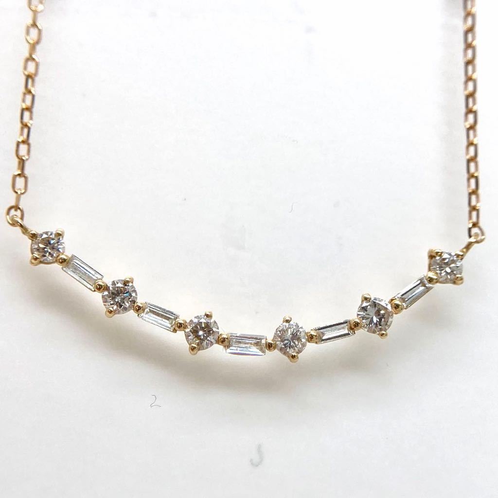 K18YG 天然ダイヤモンド バーネックレス》1.7g 0.32ct 47.5cm diamond