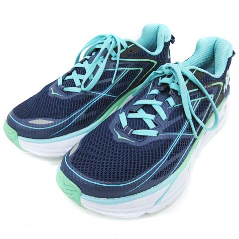 ホカオネオネ HOKA ONE ONE クリフトン3 ランニングシューズ スニーカー ローカット W CLIFTON 3 ネイビー ライトブルー 紺 水色 24.5 レデ