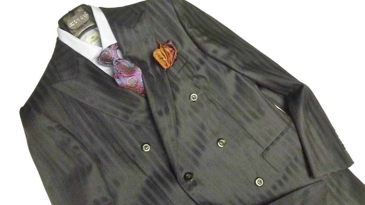 &amp; Dege - Years 0 Cloths 英国 Dege & Skinner X SCABAL サヴィルローの伝統と技術　威風堂々ダブルプレススーツ　ミッドナイトブルー＆ブラック 48R/A6 /19，5万