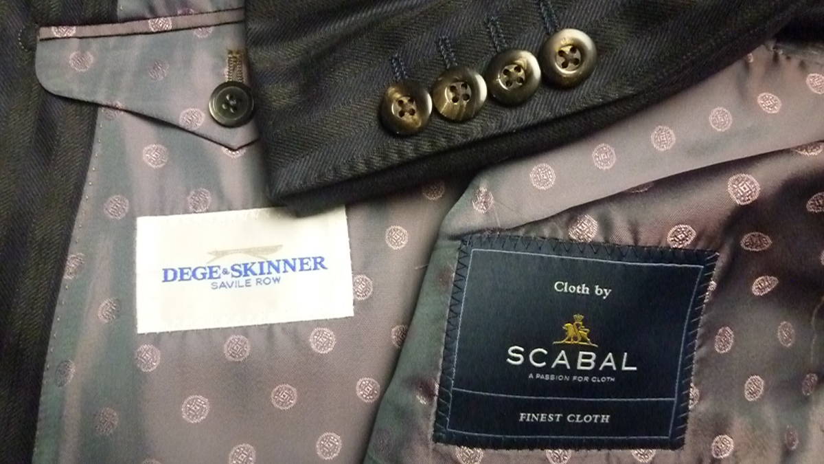 &amp; Dege - Years 0 Cloths 英国 Dege & Skinner X SCABAL サヴィルローの伝統と技術　威風堂々ダブルプレススーツ　ミッドナイトブルー＆ブラック 48R/A6 /19，5万