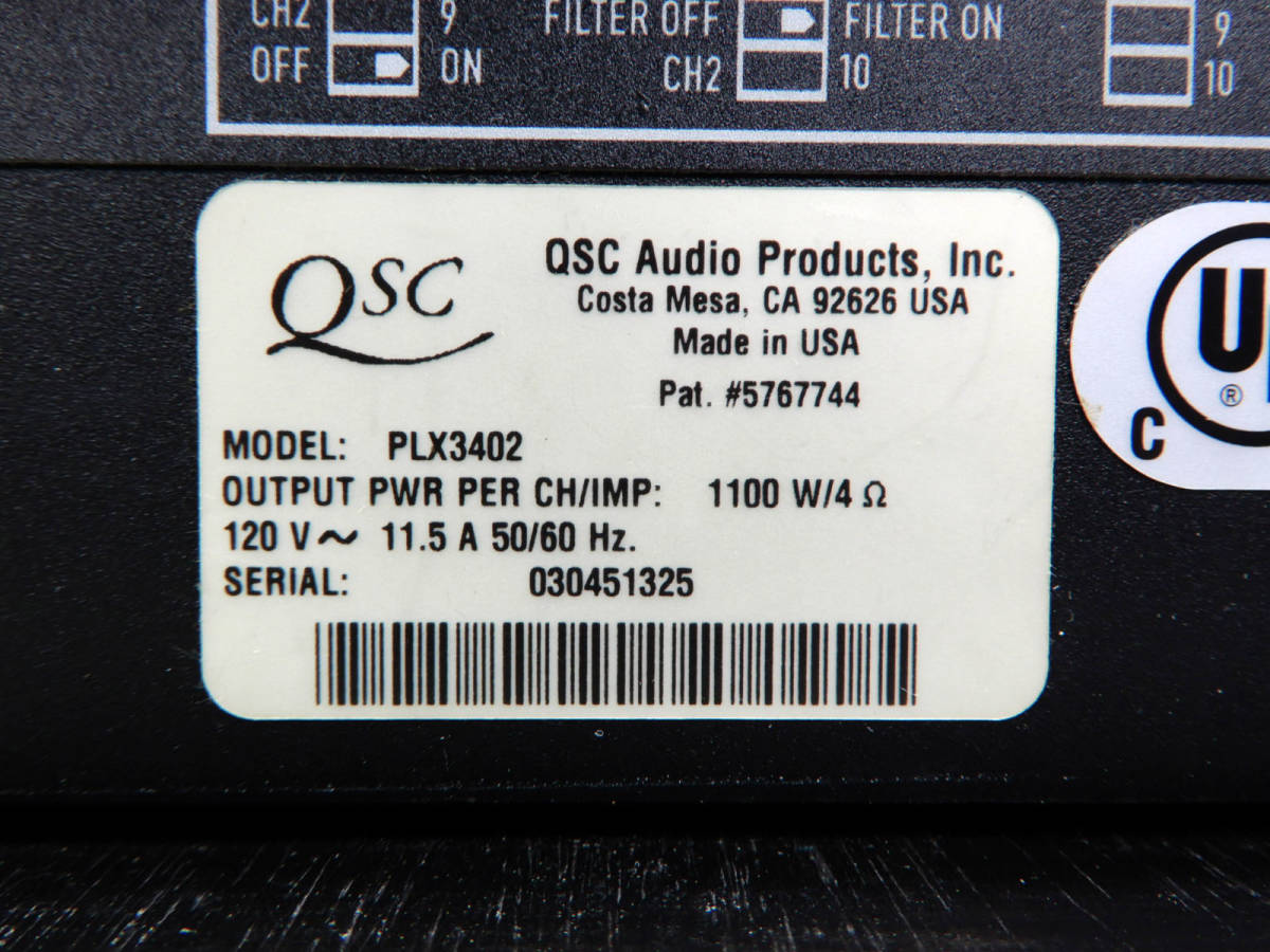 QSC ◇ USA製 パワーアンプ PLX3402 2U ラックケース付き ◇ 動作確認 