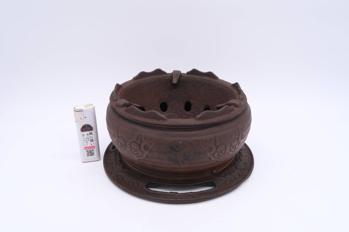 鋳鉄製茶道具 火鉢 涼炉 鉄瓶用 工芸品 鉄製 銅製 涼炉 火鉢 煎茶道具 風炉
