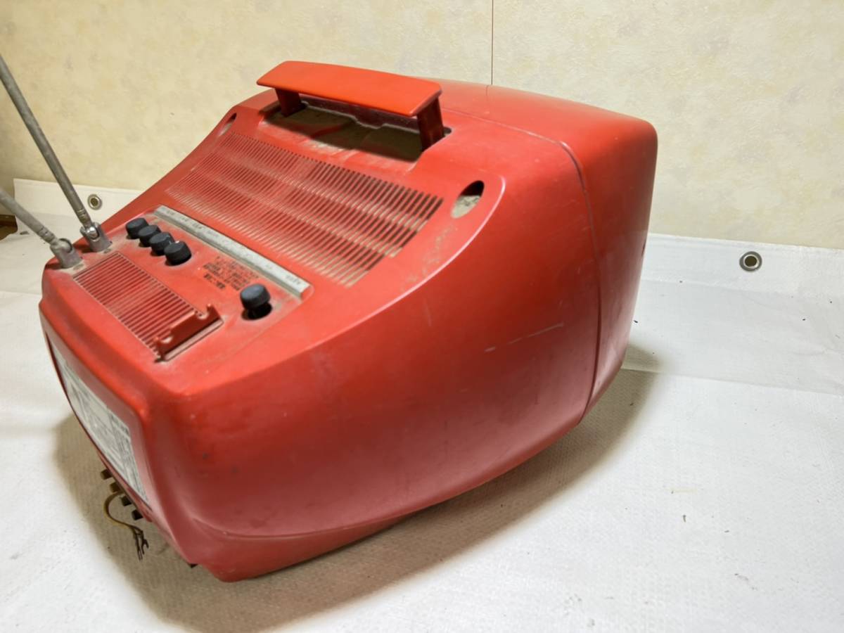 当時物 SANYO サンヨー カラーテレビジョン 赤 昭和レトロ 77年製 C7