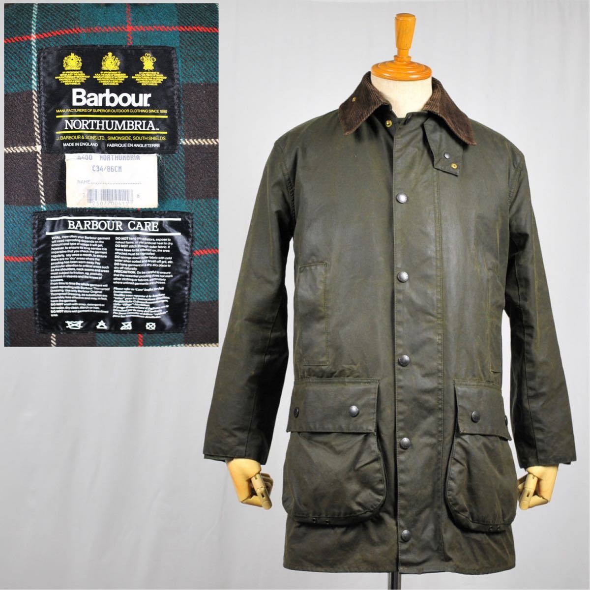 ミント/C34/Vintage Barbour NORTHUMBRIA/ビンテージ バブアー