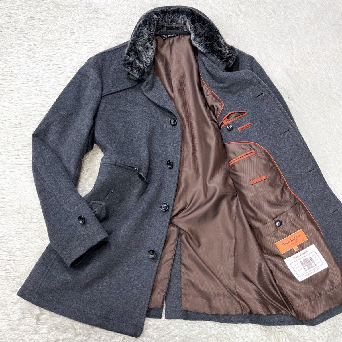 新作，新作登場 ウィルクスバシュフォード 極上のカシミヤ Wilkes Basbford ロングコート ステンカラー ファー ウール カシミア グレー L(Lサイズ)｜売買されたオークション情報、yahooの商品情報をアーカイブ公 Lサイズ