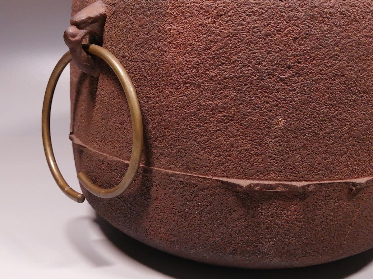 XLD 釜師 大国藤兵衛 松紋釜 ◎ 共箱 茶道具 古美術 時代品 釜師 大国