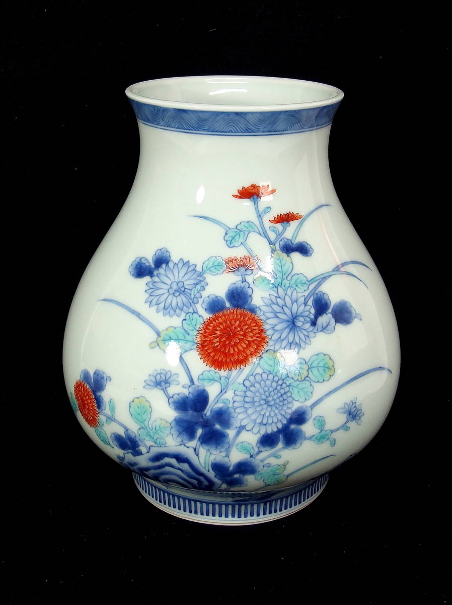今泉今右衛門 錦菊絵花瓶 花入 花器(鍋島様式)|売買された 今泉今右衛門 錦菊絵花瓶 花入 花器(鍋島様式)|売買された