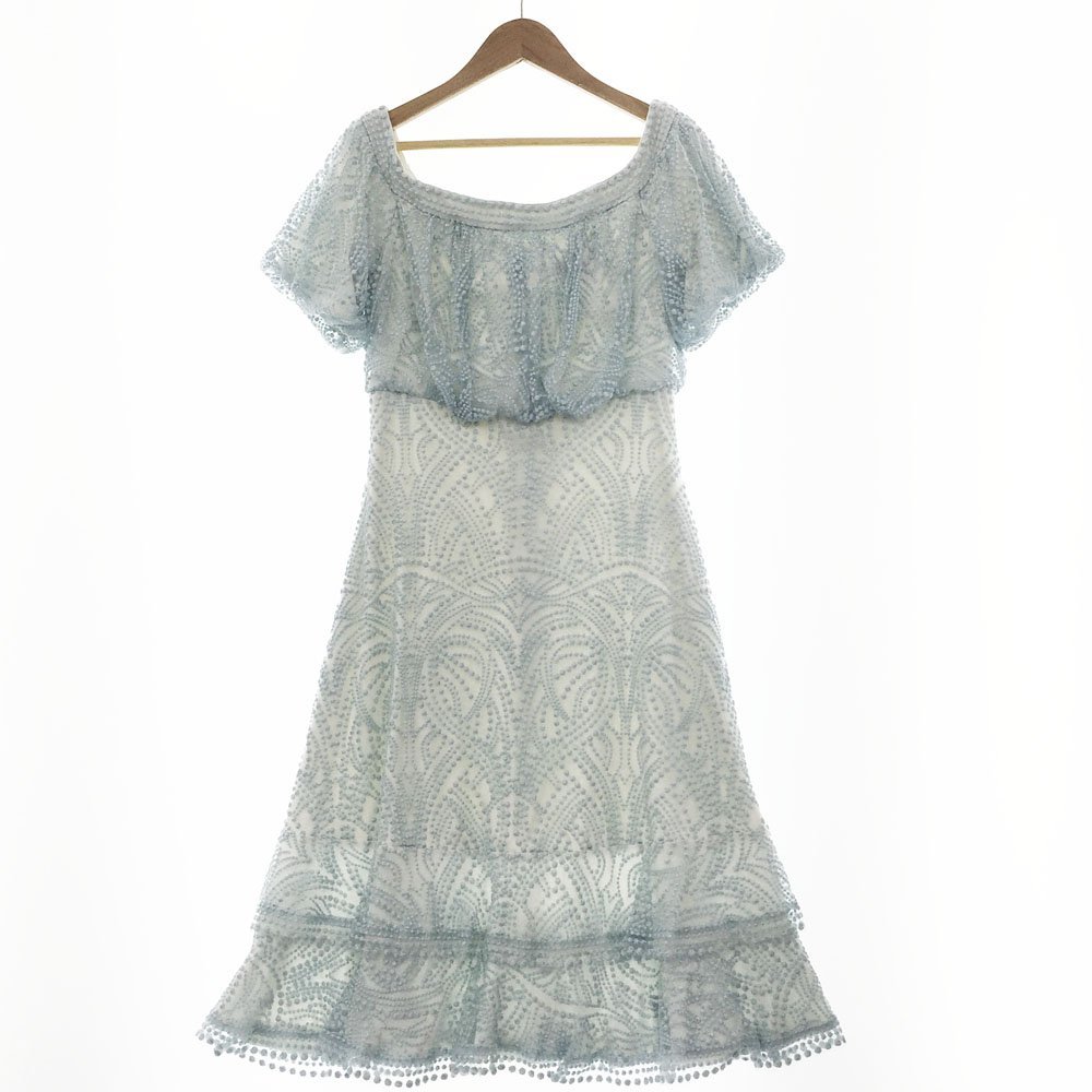 在庫限り品 ☆美品 タダシ ショウジ TADASHI SHOJI 半袖ドット刺繍