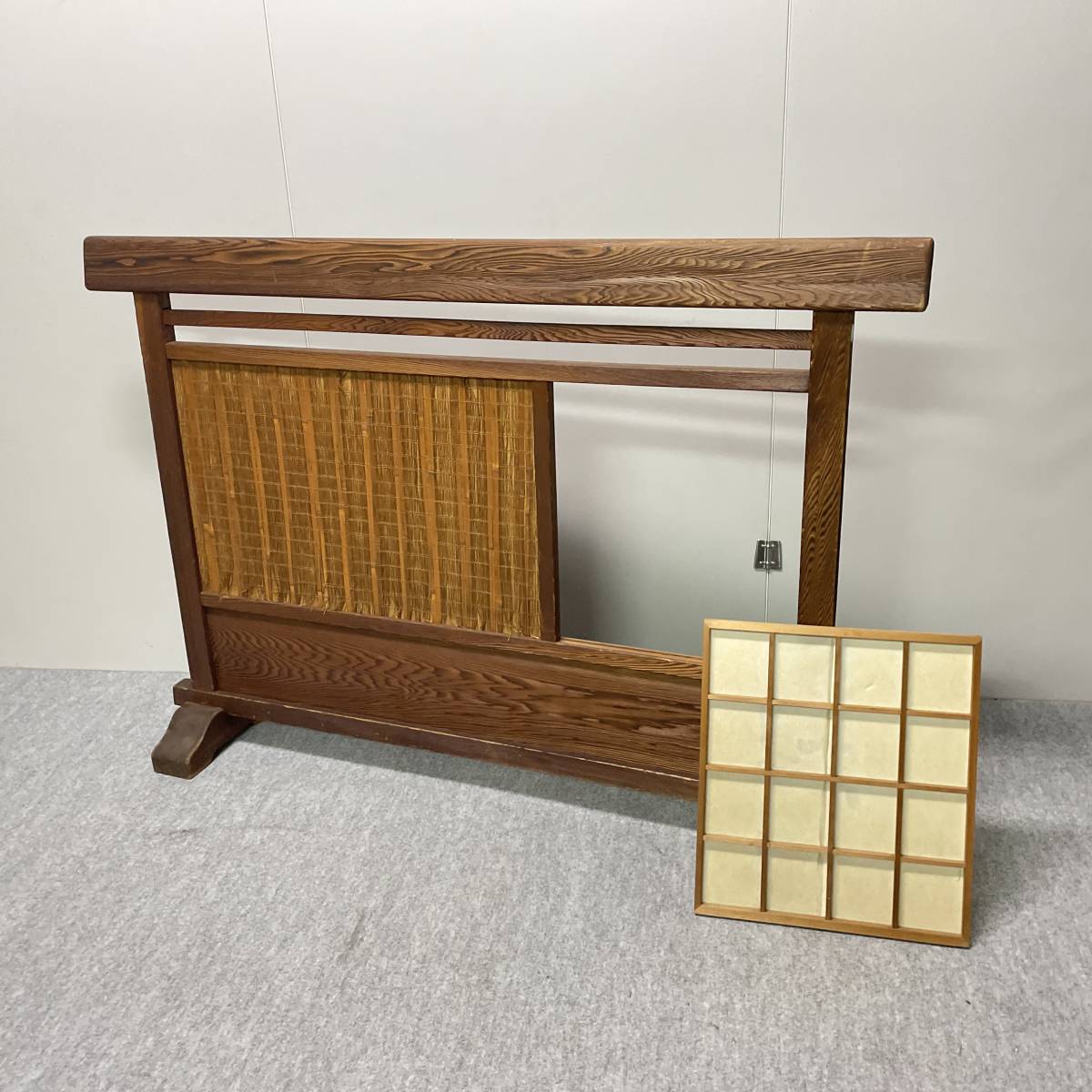 家具 木製 衝立 自立式 障子 戸 間仕切り 和 古家具 古民具 高級 材木 天然