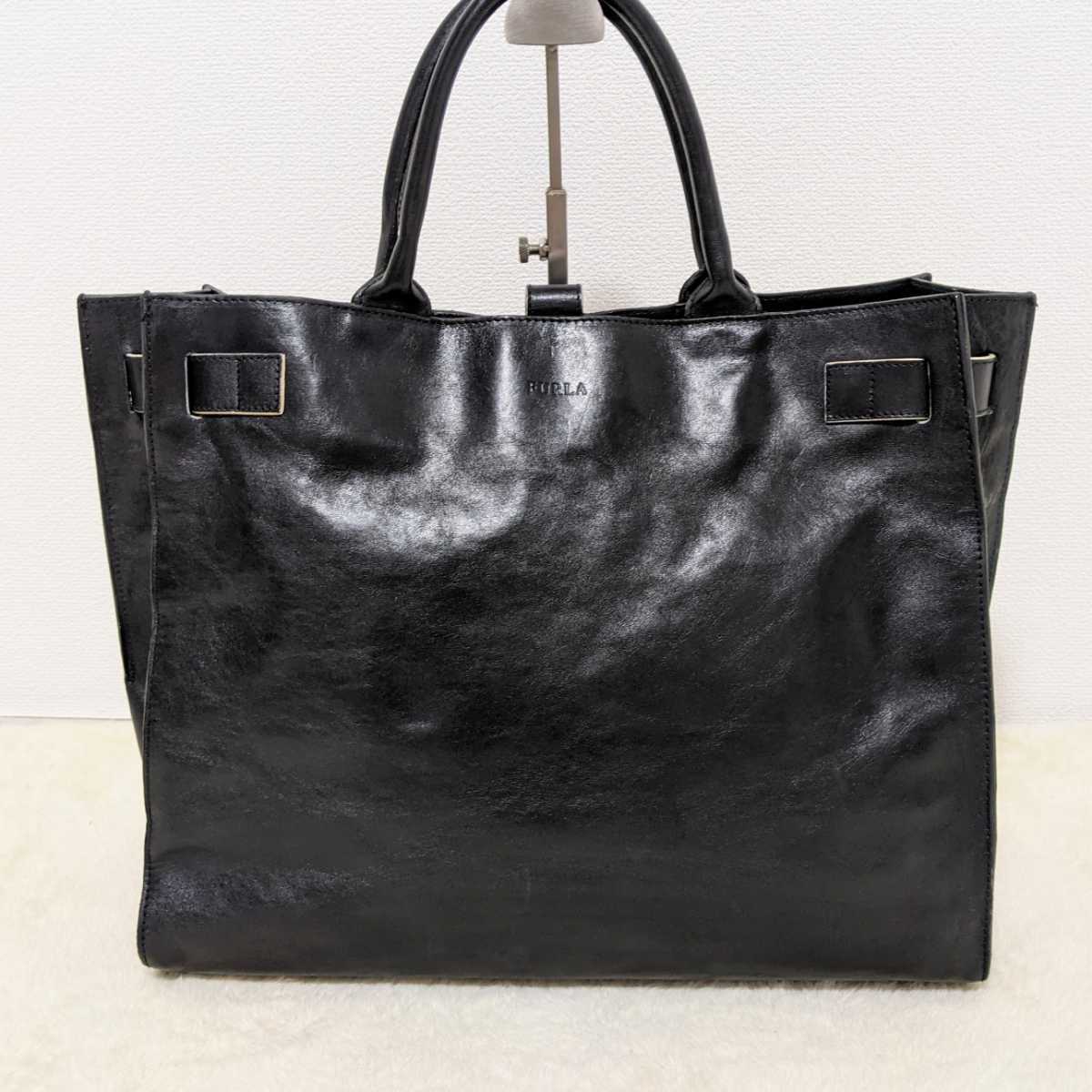 ☆美品＆極希少☆FURLA ビジネスバッグ メンズ ロゴプレート A4収納 