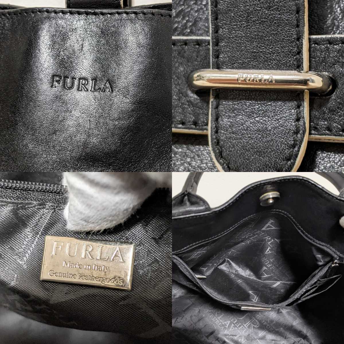 ☆美品＆極希少☆FURLA ビジネスバッグ メンズ ロゴプレート A4収納 
