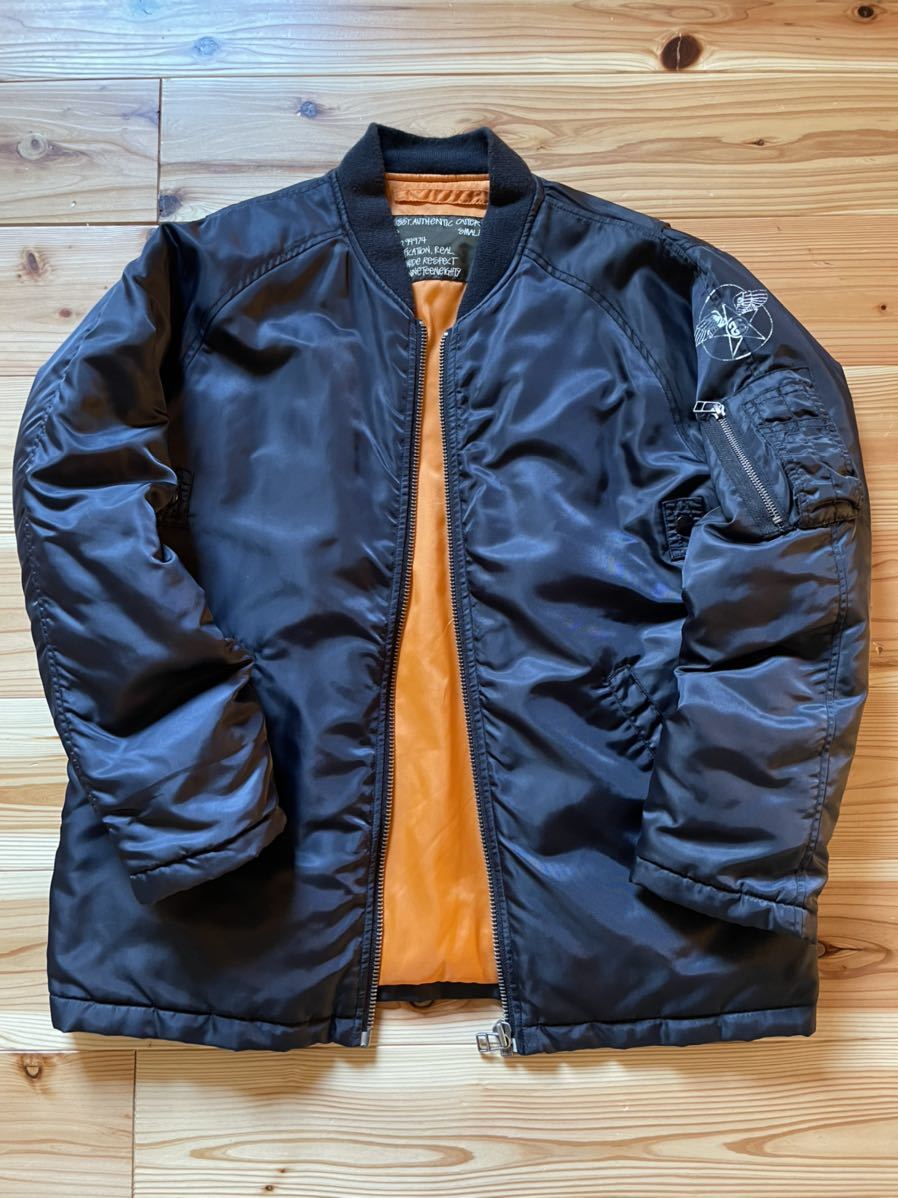希少 90s OLD STUSSY MA-1 フライトジャケット ダークネイビー(Sサイズ