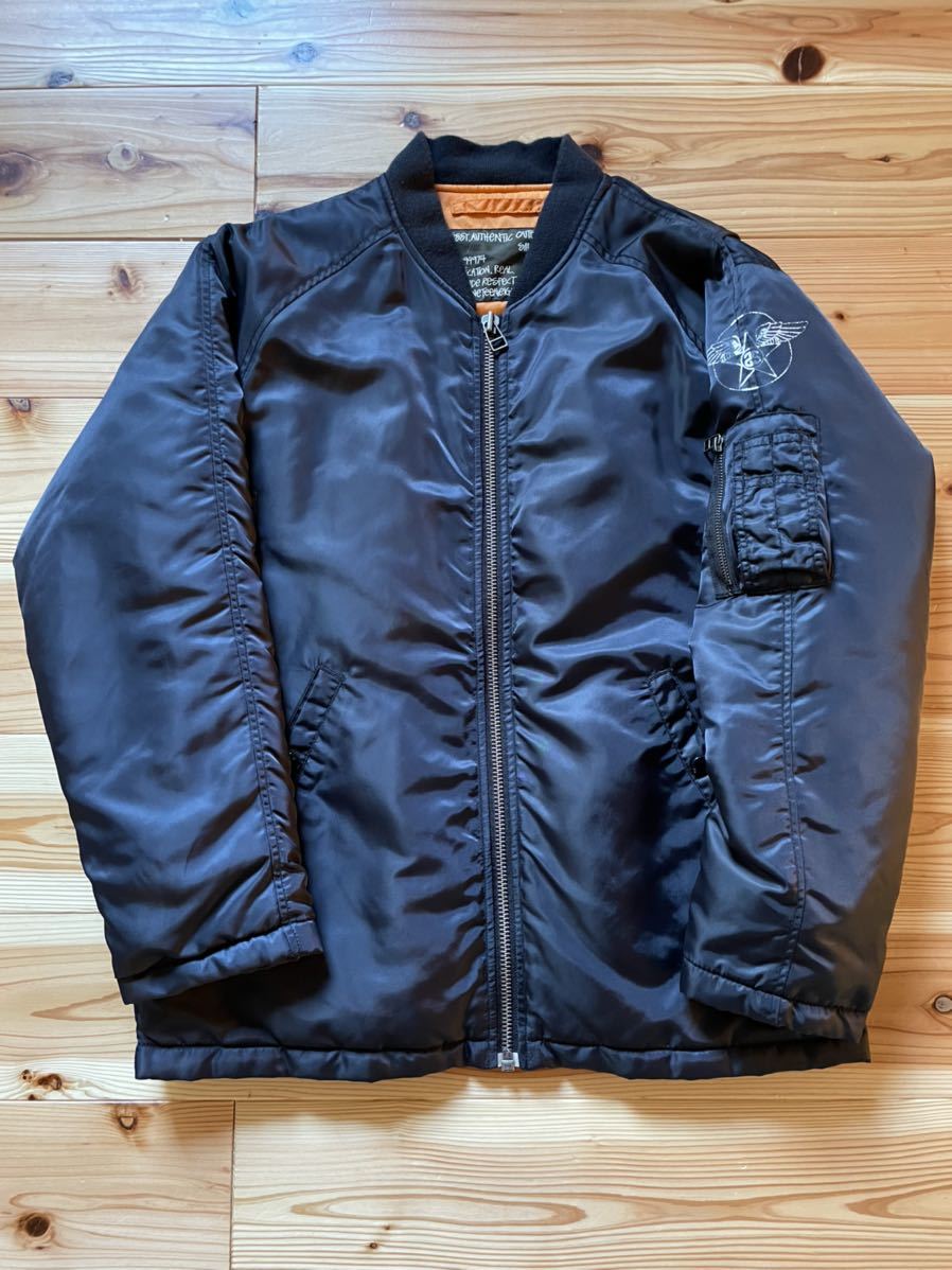 希少 90s OLD STUSSY MA-1 フライトジャケット ダークネイビー(Sサイズ