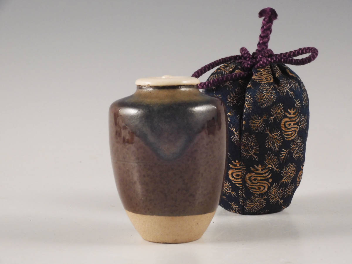 ☆栄☆古瀬戸 灰釉 肩衝 茶入 茶道具 仕覆 無傷完品 ud463 【公式通販】