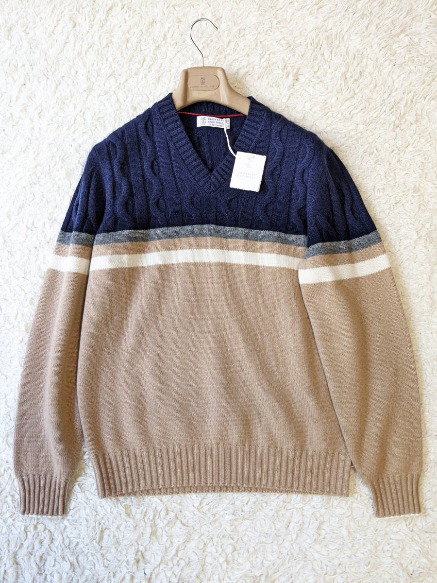 20AW ブルネロクチネリ ケーブル & ハーフイングリッシュリブ カシミア  