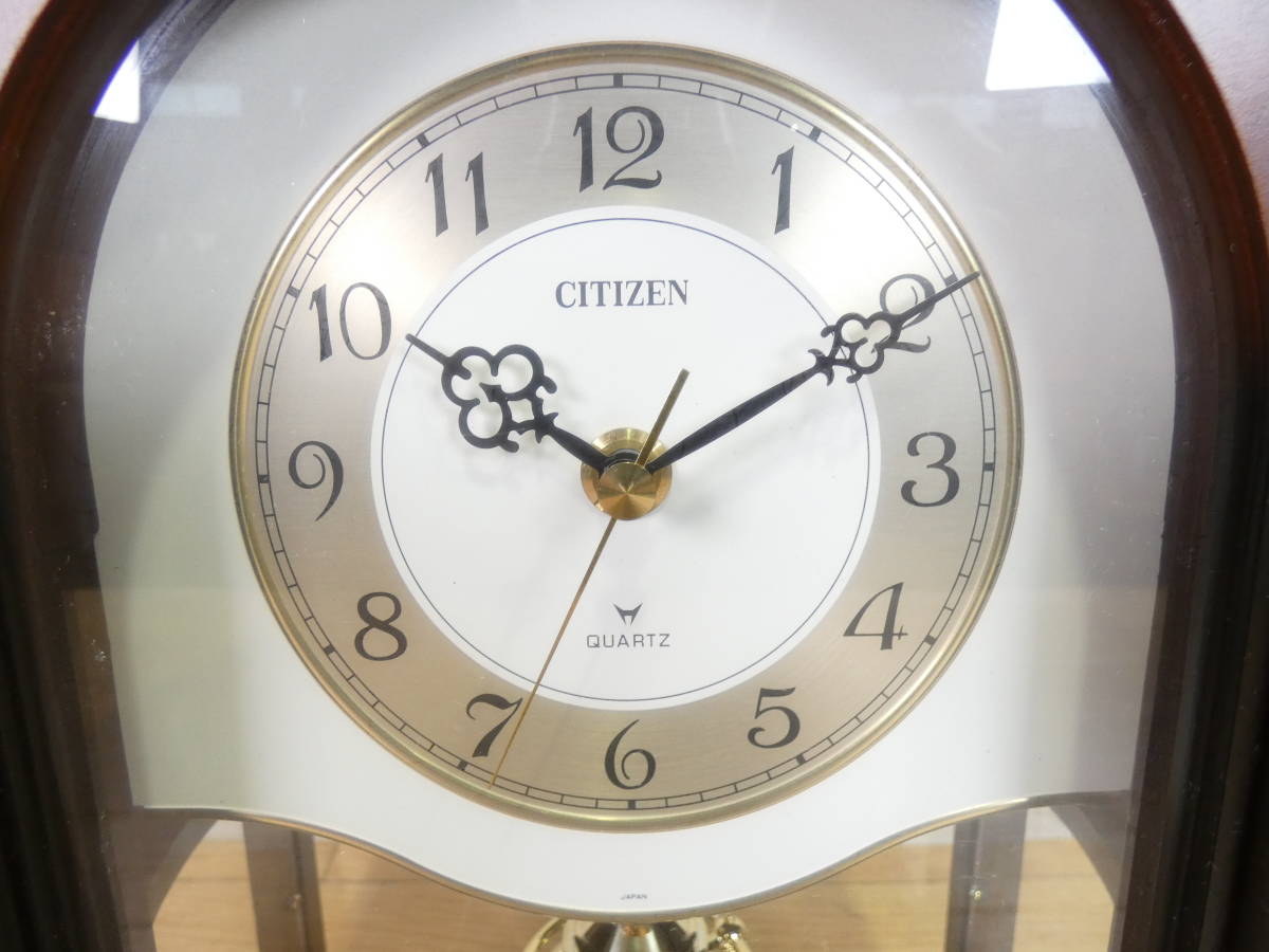 □CITIZEN シチズン 置き時計/置時計 4RG482-0 クォーツ 木枠 回転飾り