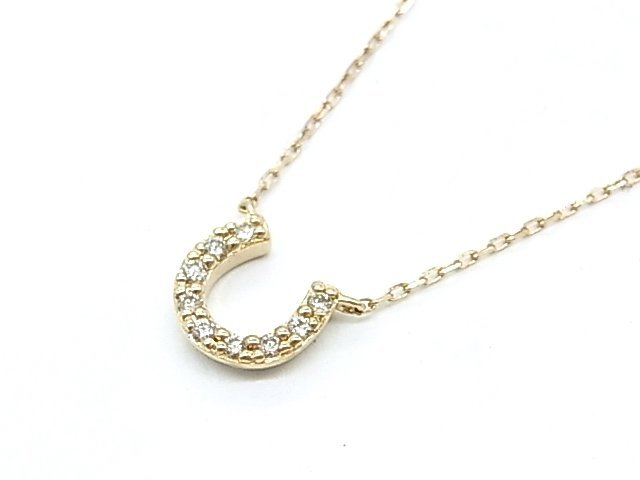 g16747 4℃ K10PG ダイヤ ネックレス USED 美品 0.8g 40cm 4