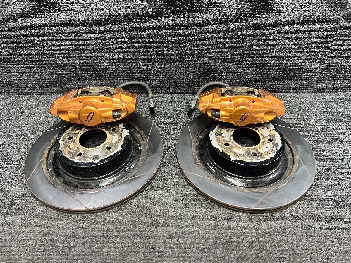 【8679】Y51◆フーガ 純正■akebono・曙■リア 2POT キャリパー+スリットローター 左右 Z34/CKV36/V36