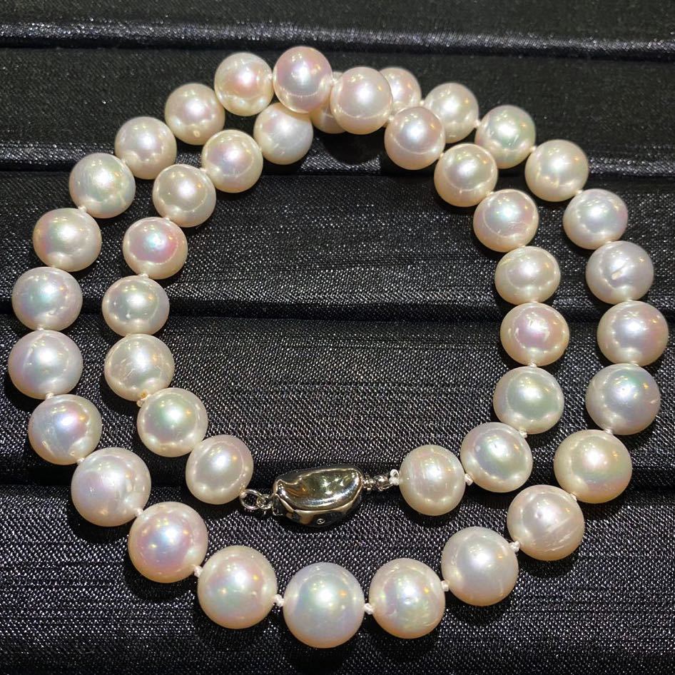 花珠級本真珠ネックレス10.2mm-9.5mm 天然パールネックレス 42cm