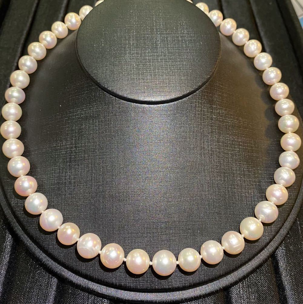 花珠級本真珠ネックレス10.2mm-9.5mm 天然パールネックレス 42cm